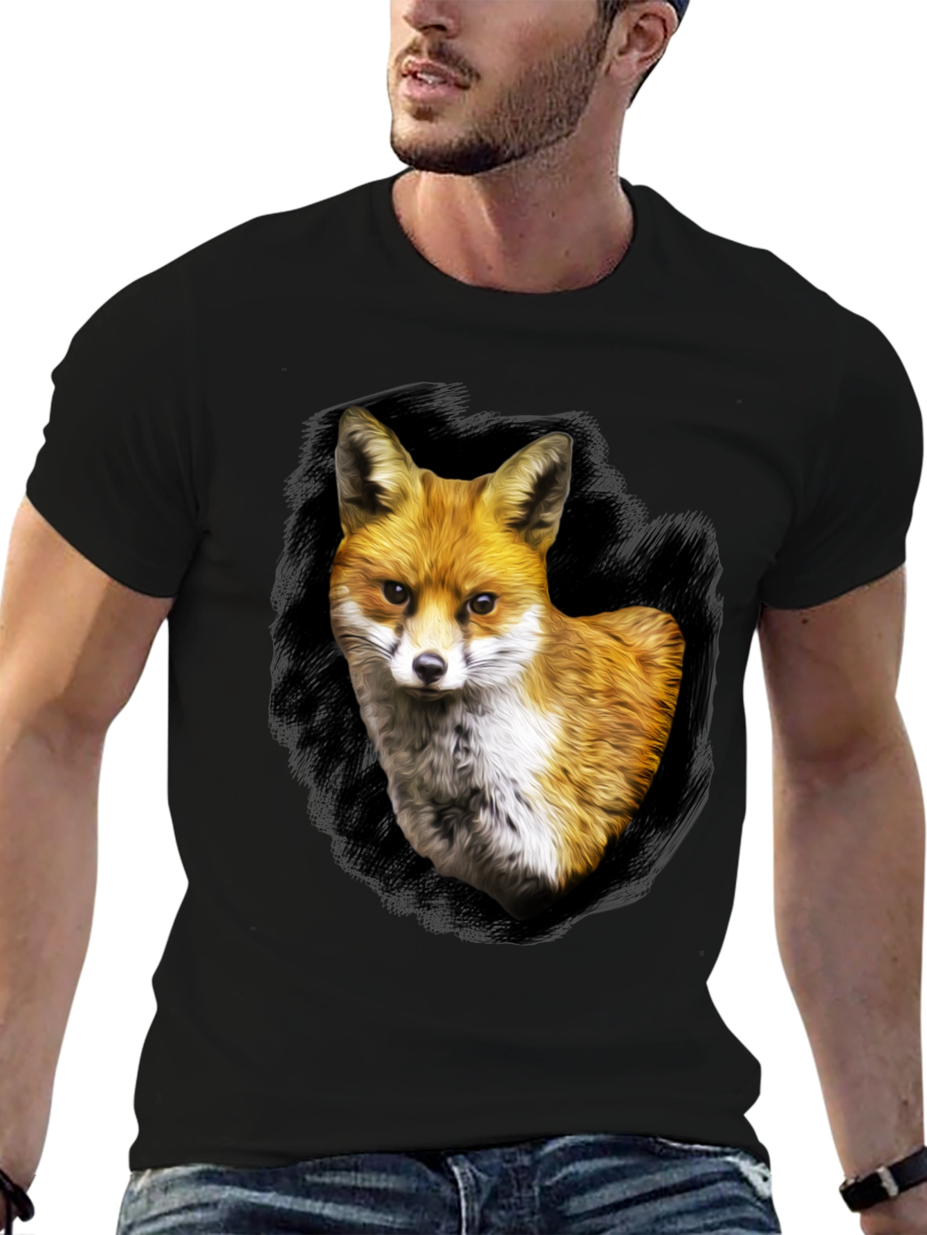 Fox Portrait Graphic Tee - Mens Black T-Shirt