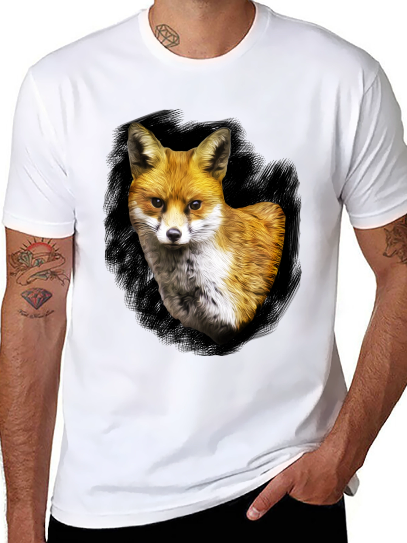 Fox Portrait Graphic Tee - Mens Black T-Shirt