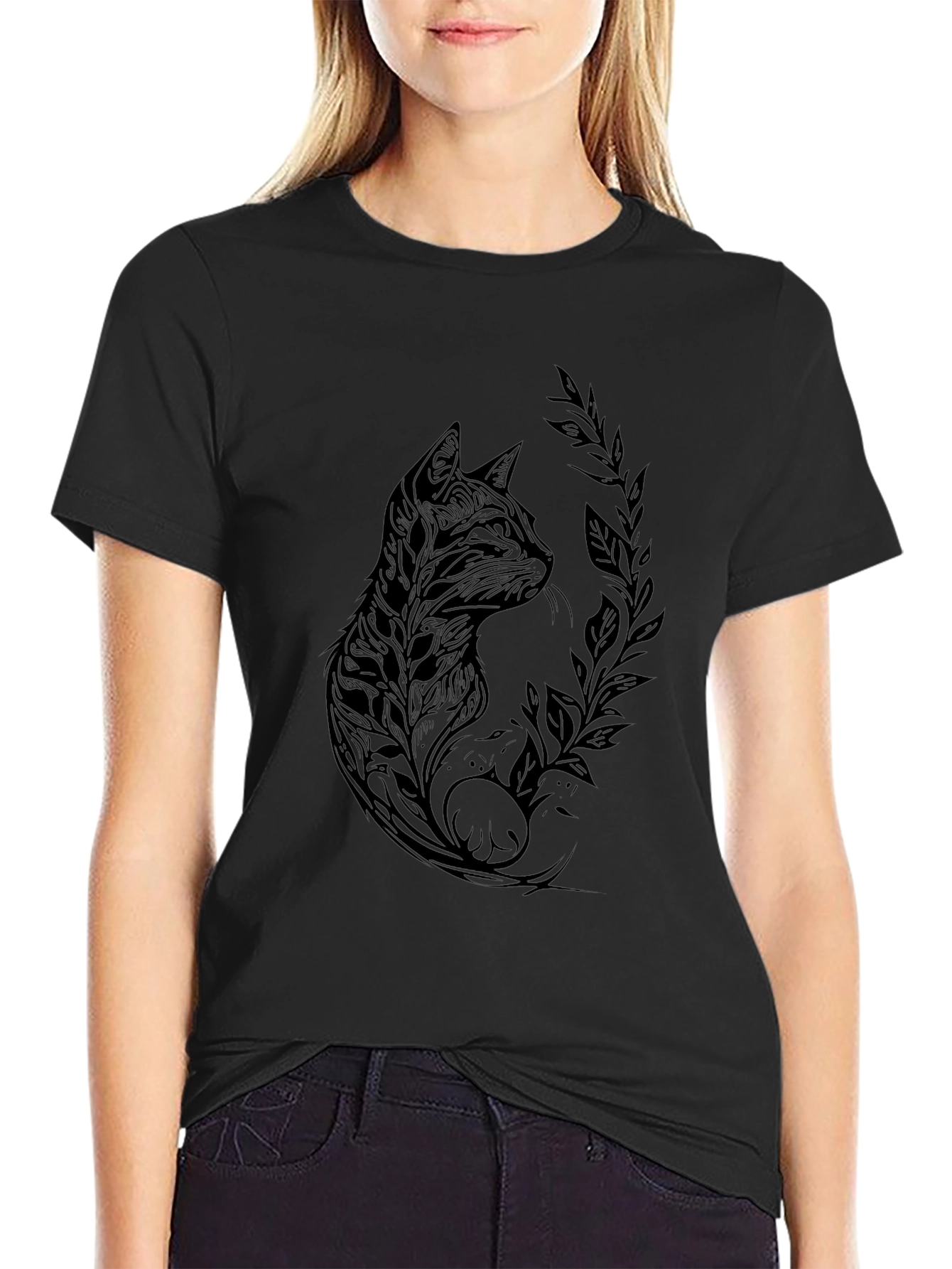 Mens Black Cat Graphic Tee