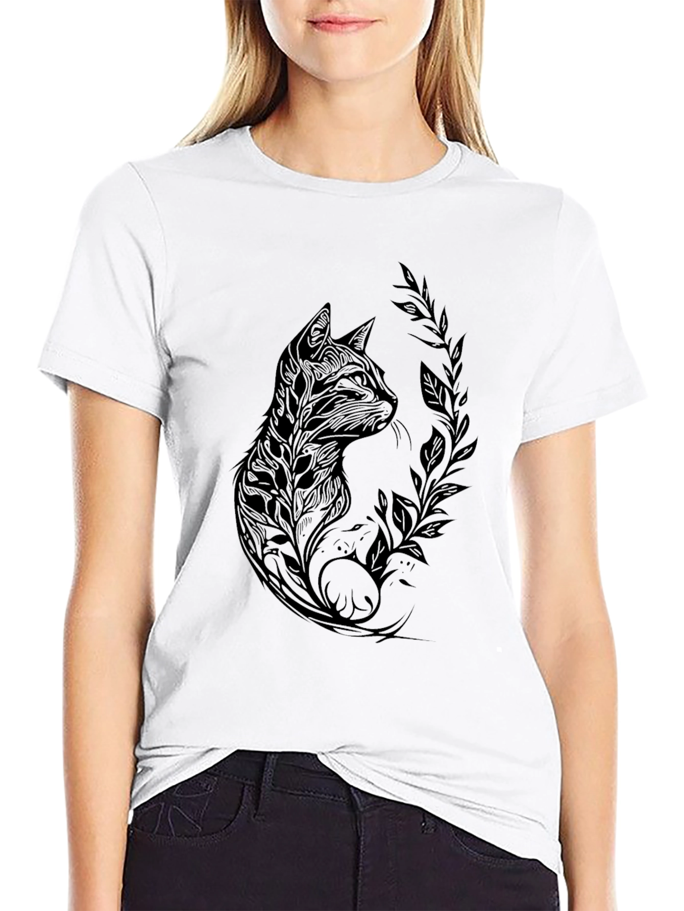 Mens Black Cat Graphic Tee