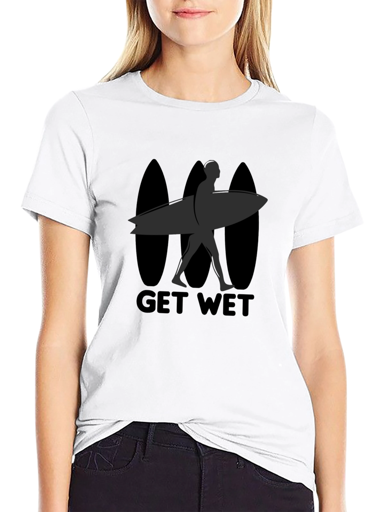 Black Get Wet Surfer Graphic Tee