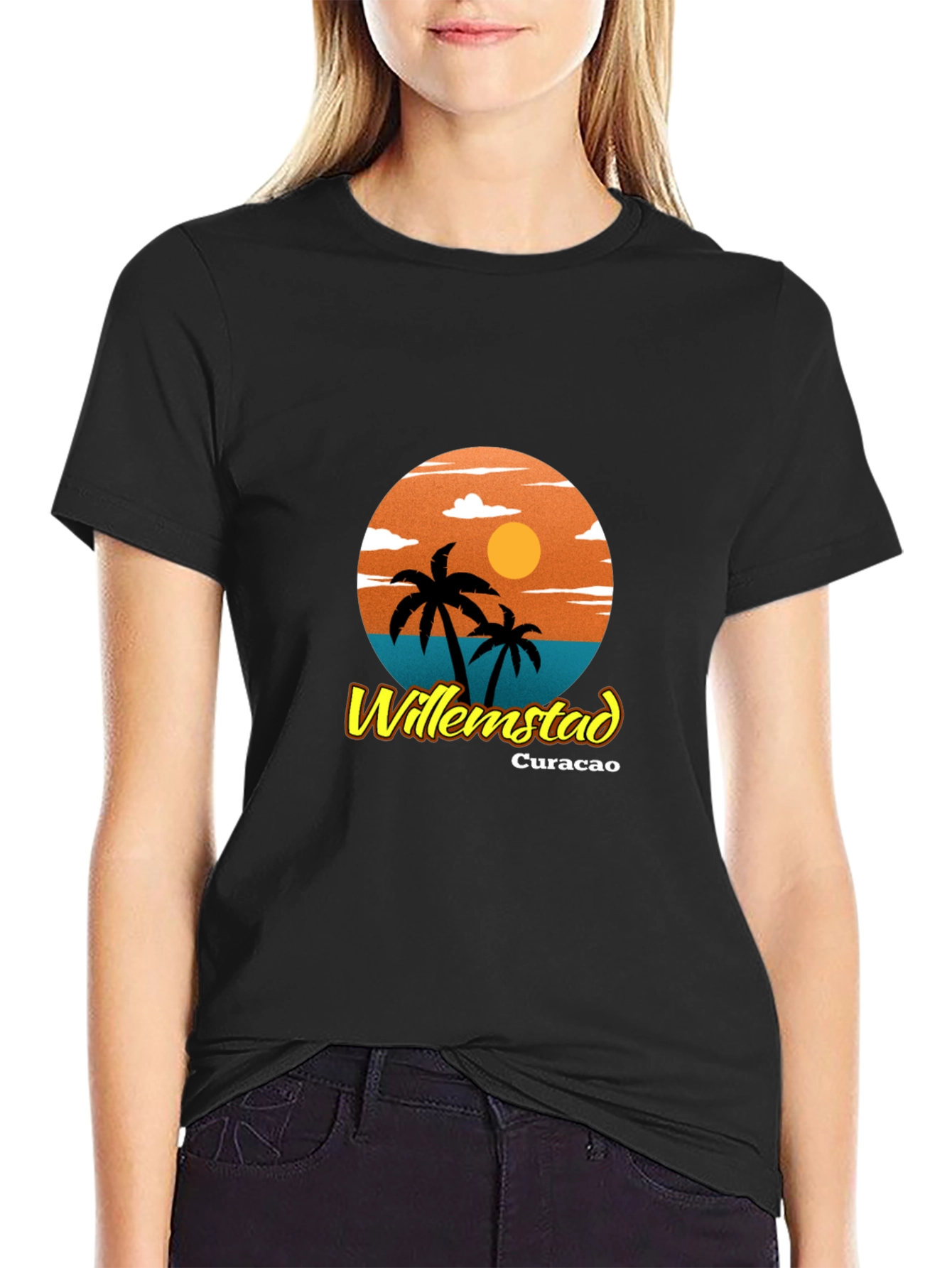 Willemstad Curacao Palm Tree Graphic T-Shirt