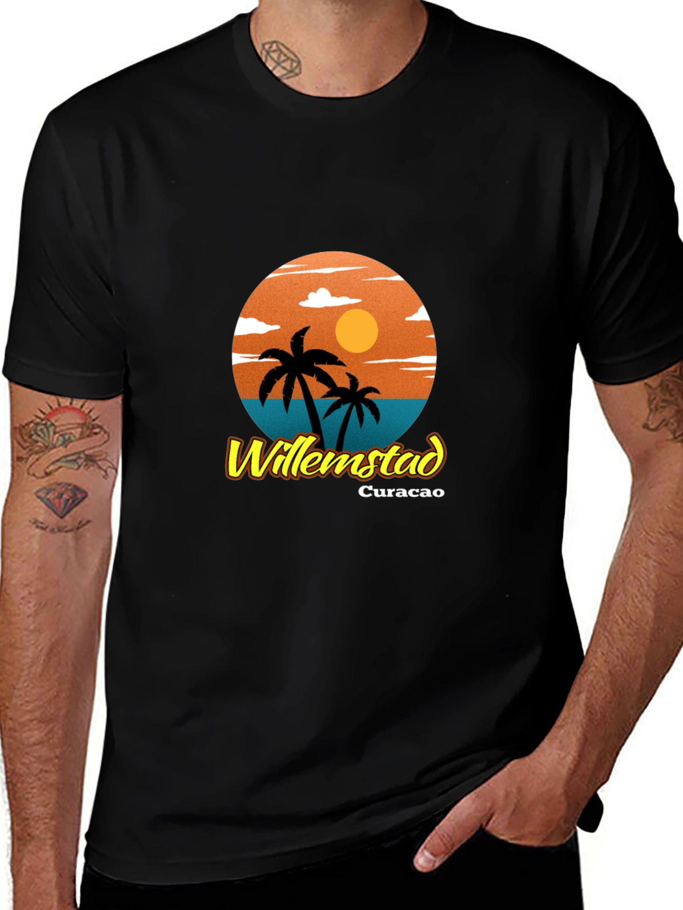 Willemstad Curacao Palm Tree Graphic T-Shirt