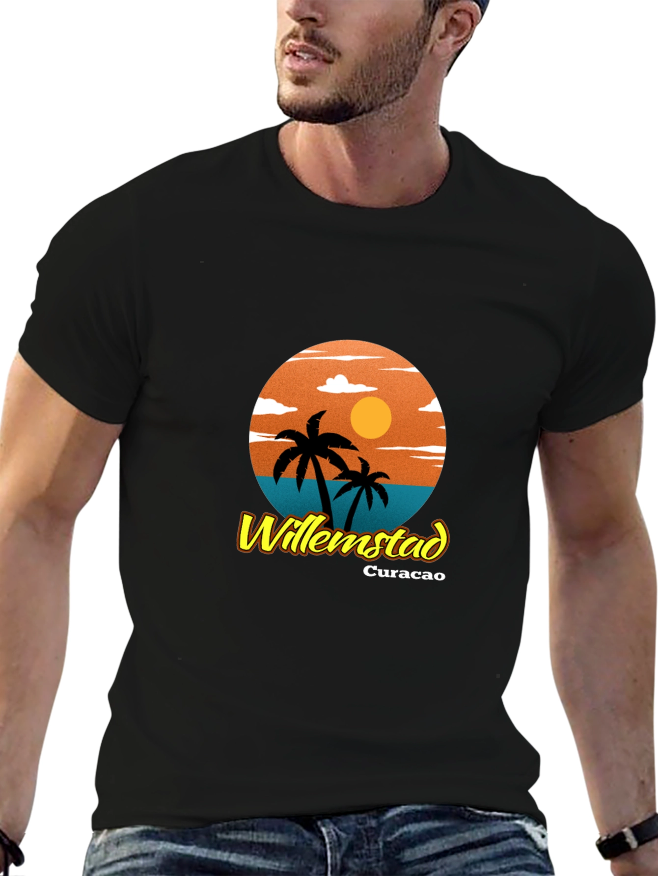 Willemstad Curacao Palm Tree Graphic T-Shirt