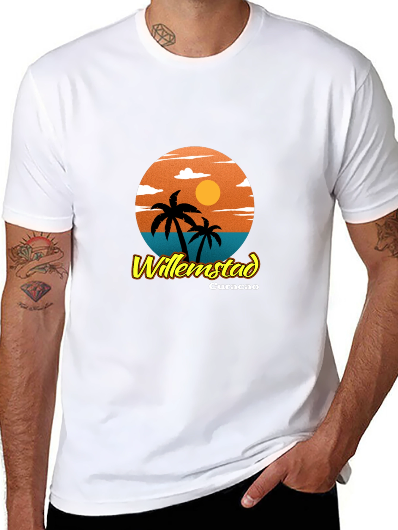 Willemstad Curacao Palm Tree Graphic T-Shirt