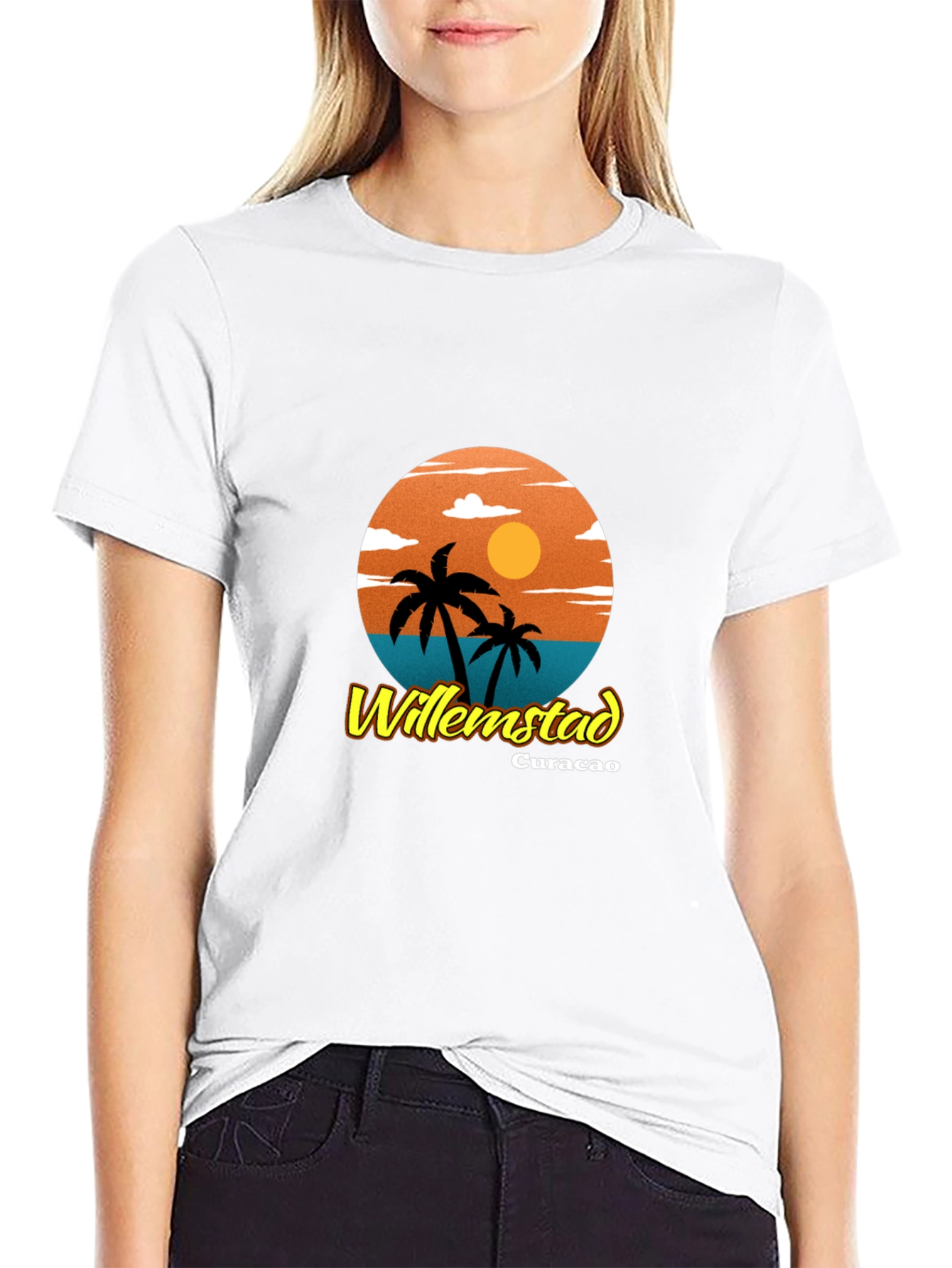 Willemstad Curacao Palm Tree Graphic T-Shirt