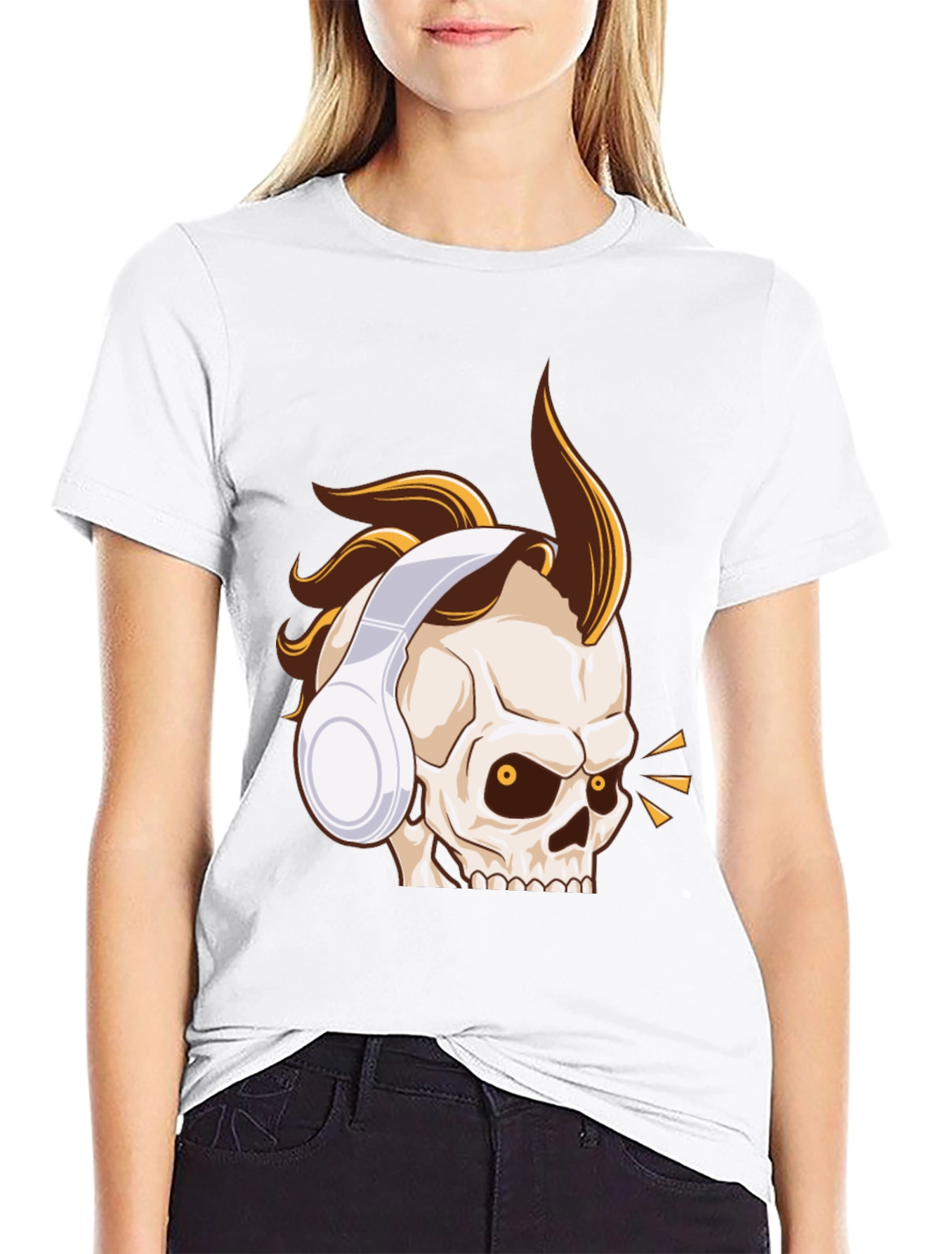 Skull Headphone Graphic Tee - Black