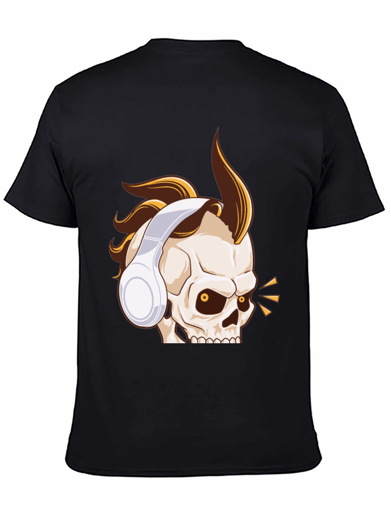 Skull Headphone Graphic Tee - Black