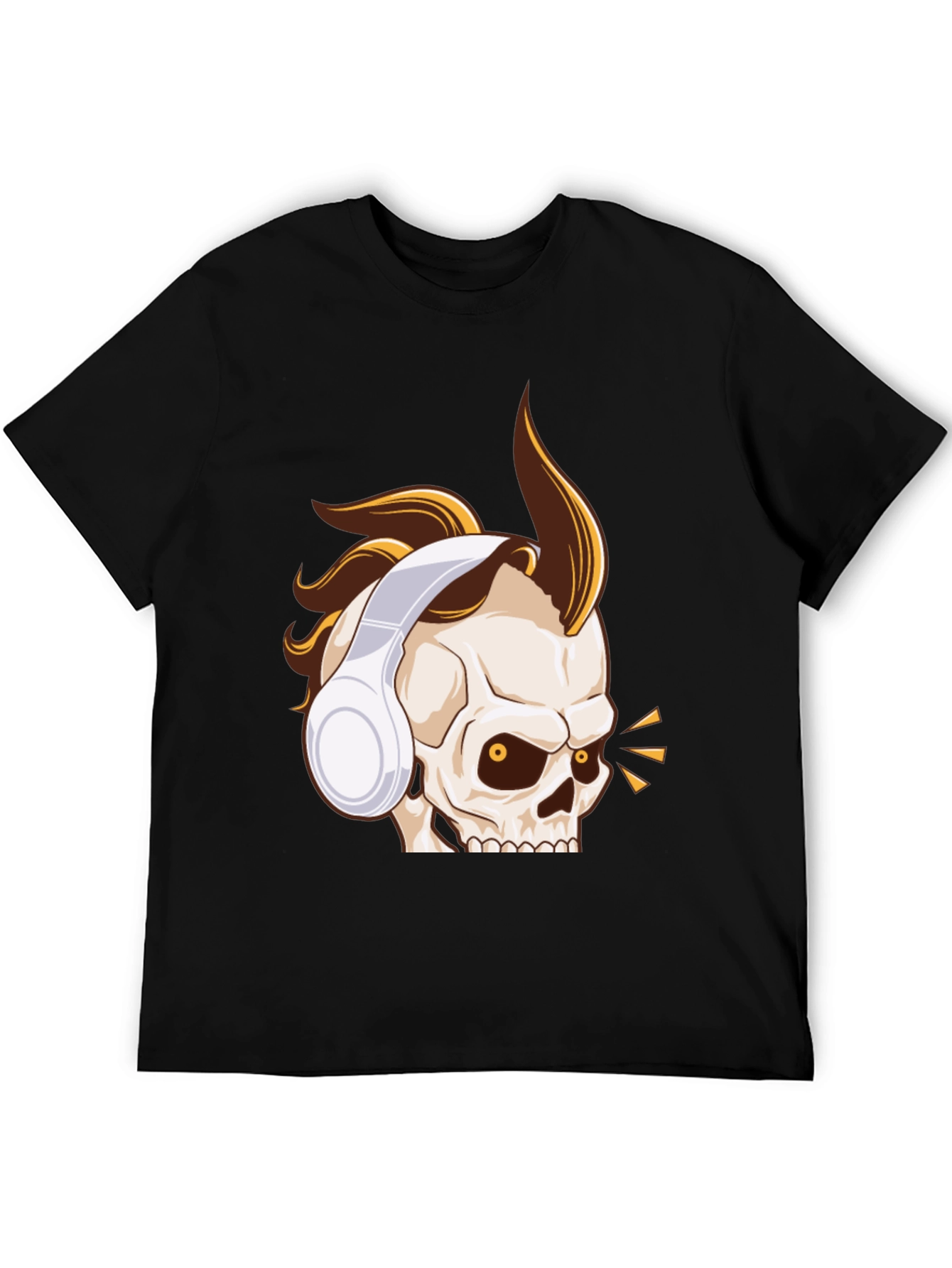 Skull Headphone Graphic Tee - Black