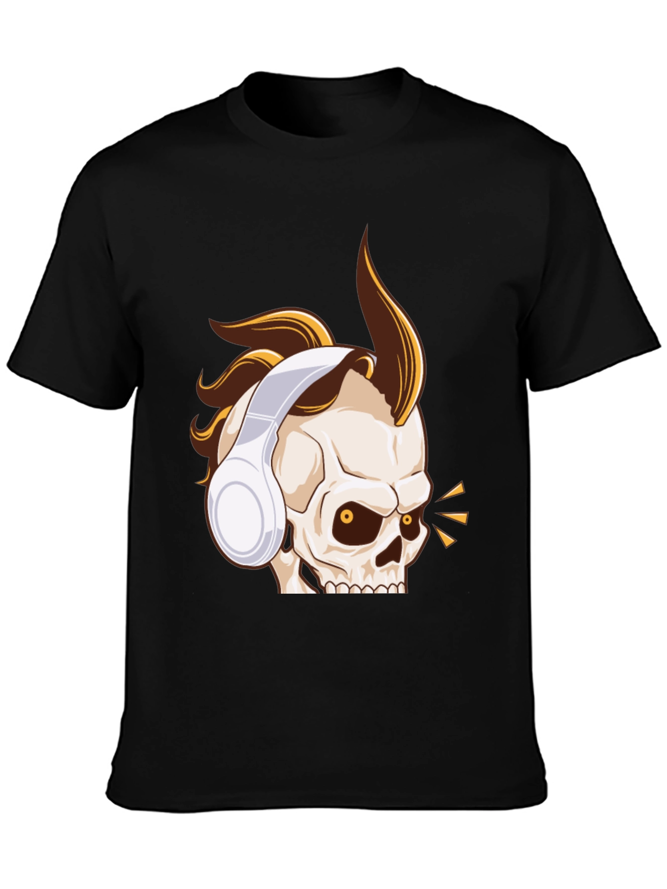 Skull Headphone Graphic Tee - Black