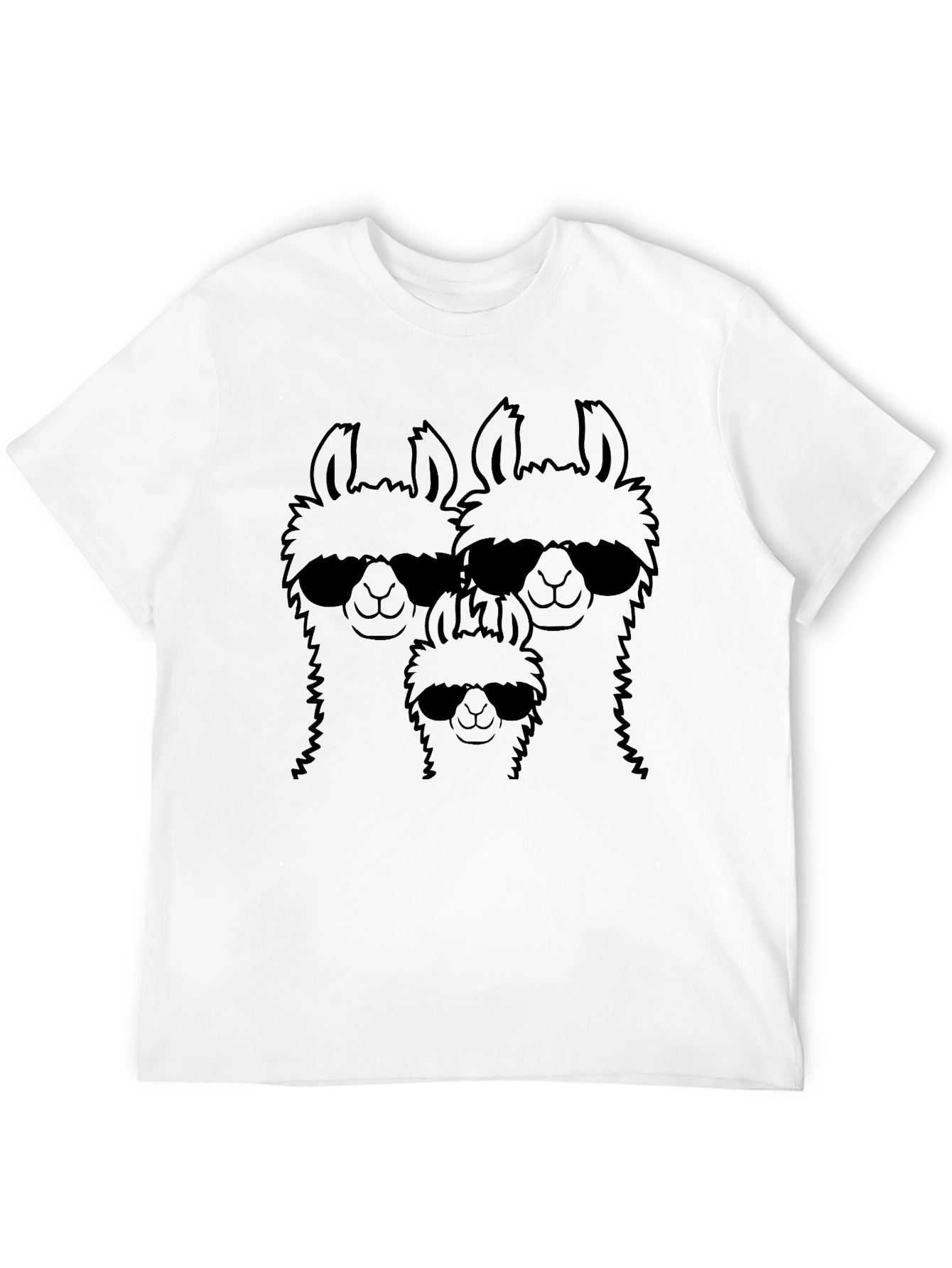 Llama Family Sunglasses Graphic Tee - Black T-Shirt