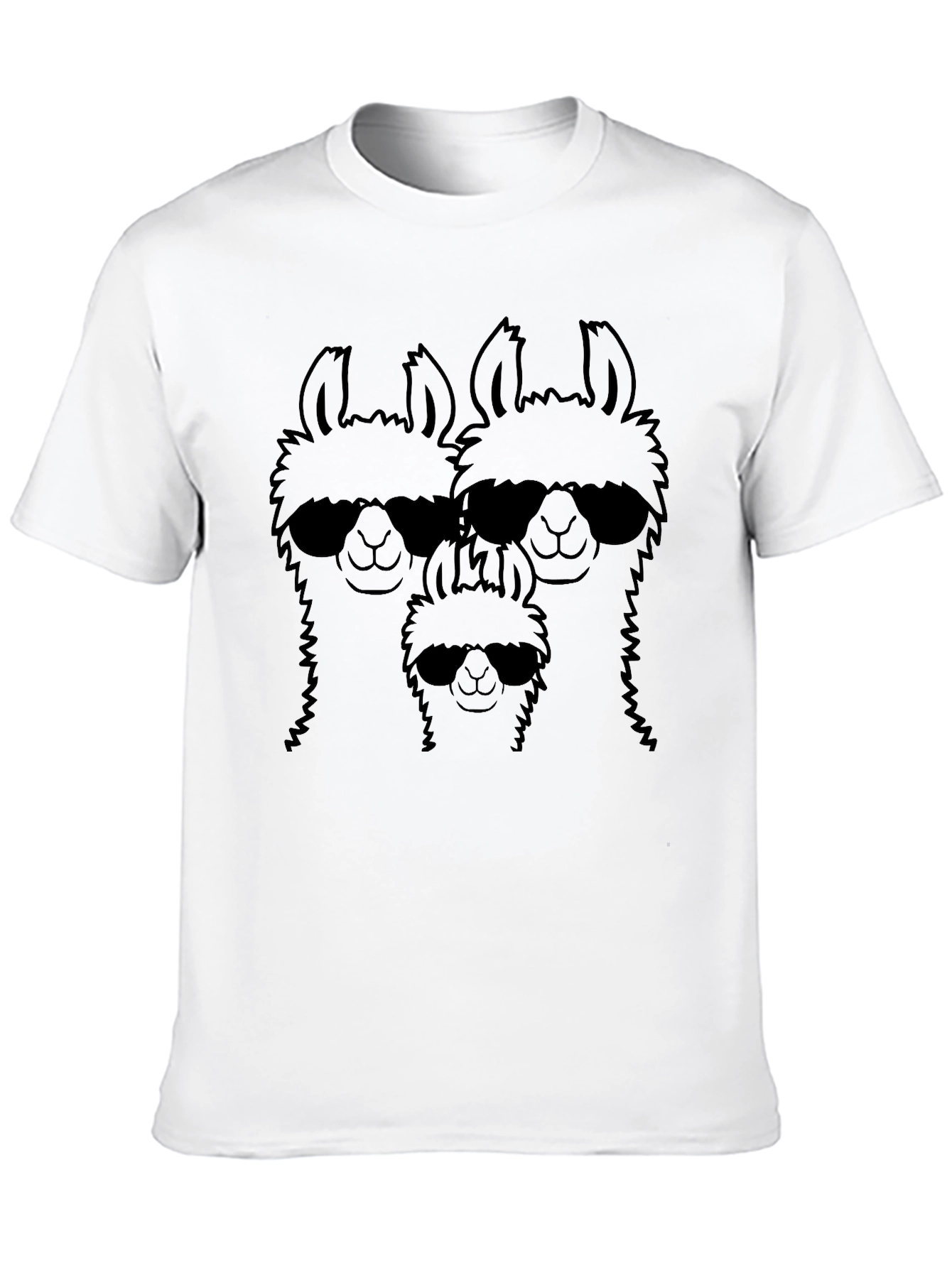 Llama Family Sunglasses Graphic Tee - Black T-Shirt