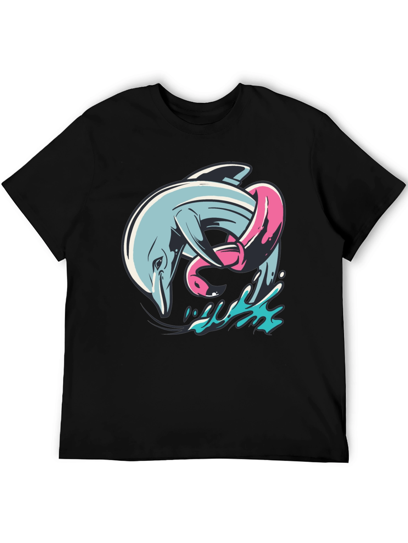Dolphin & Flamingo T-Shirt - Unique Graphic Tee