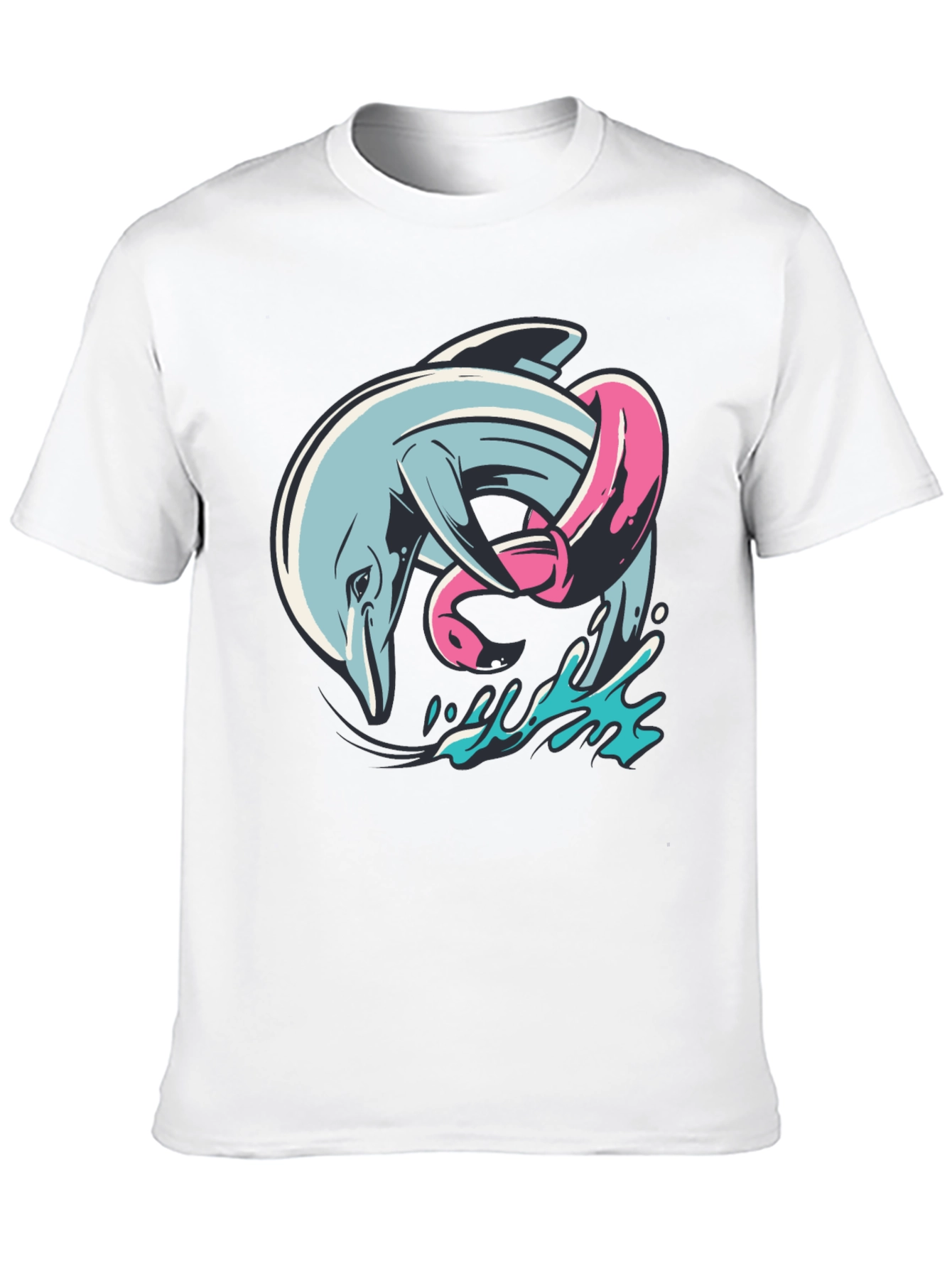 Dolphin & Flamingo T-Shirt - Unique Graphic Tee