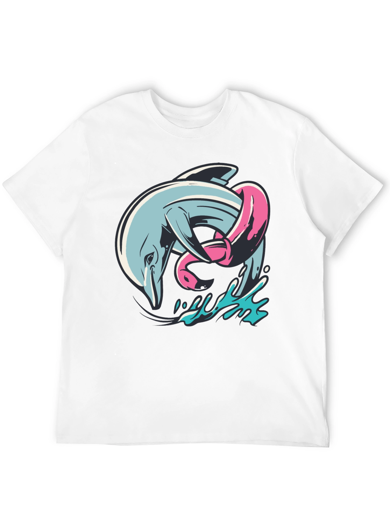 Dolphin & Flamingo T-Shirt - Unique Graphic Tee