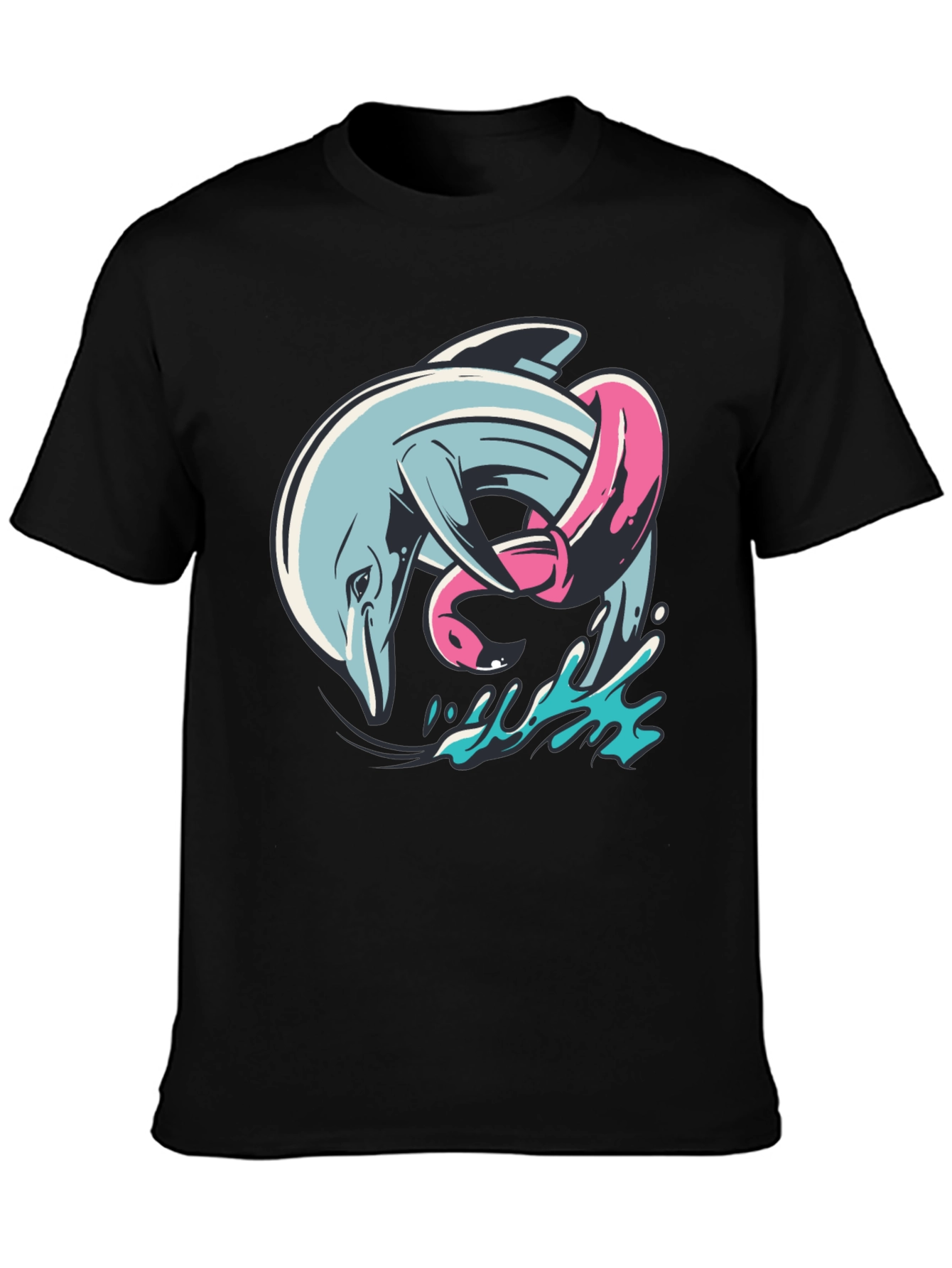 Dolphin & Flamingo T-Shirt - Unique Graphic Tee