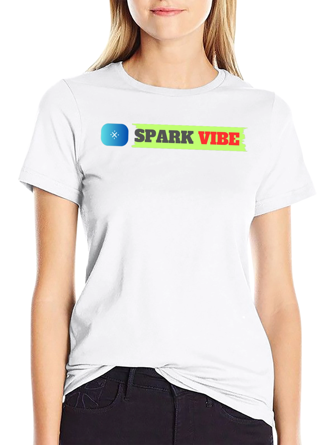 Spark Vibe Black Cotton Graphic Tee