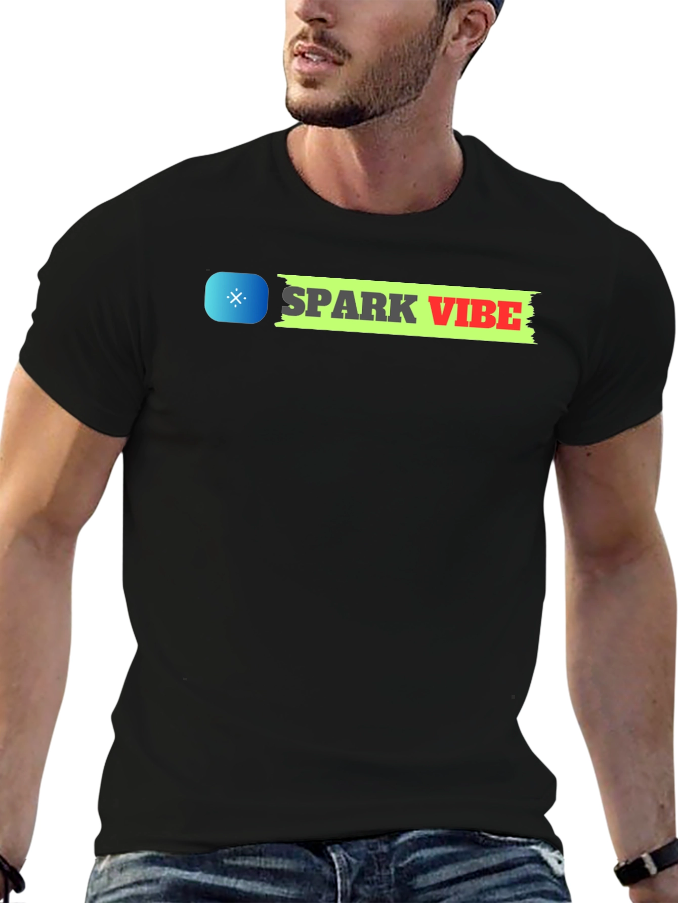 Spark Vibe Black Cotton Graphic Tee