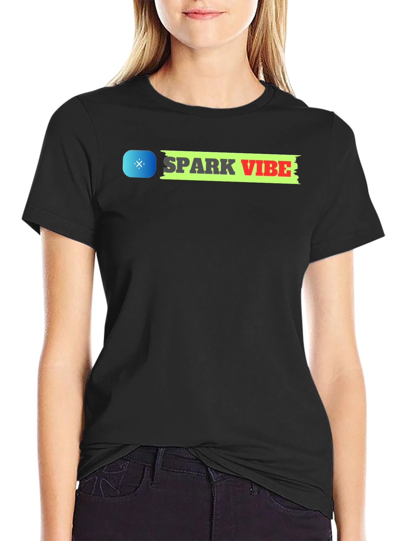 Spark Vibe Black Cotton Graphic Tee