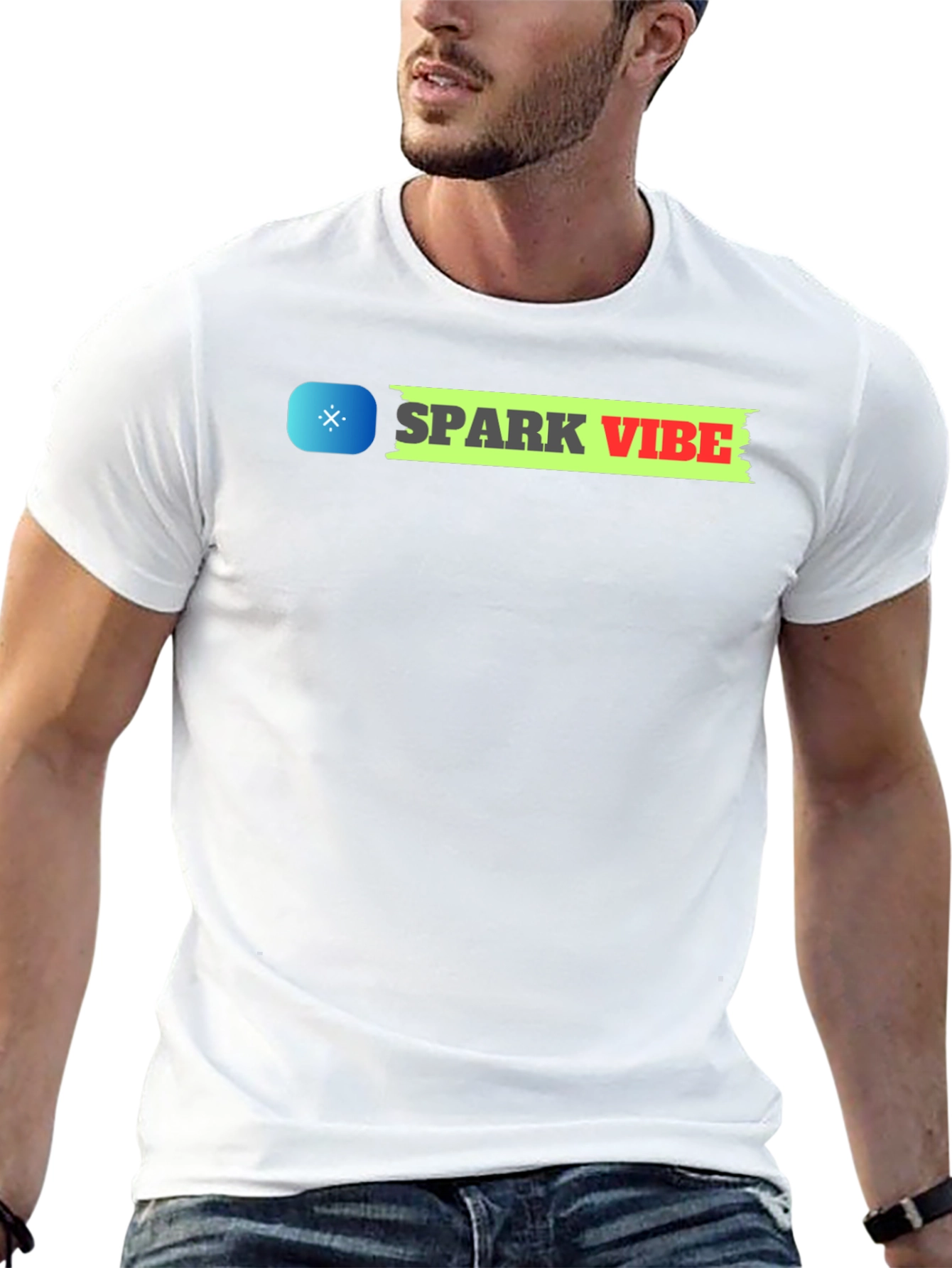 Spark Vibe Black Cotton Graphic Tee