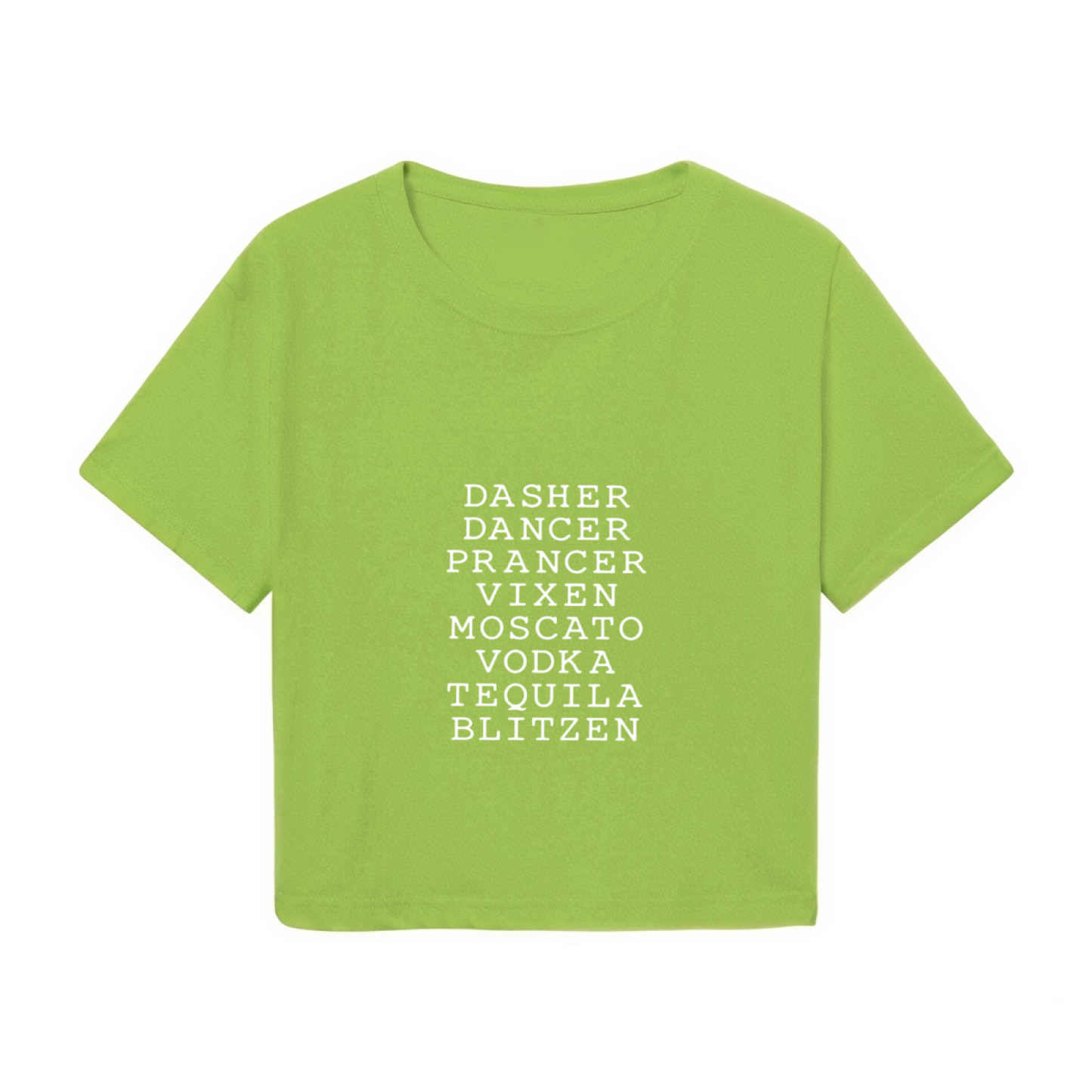Reindeer & Cocktail Drinks Funny Christmas Party Crop Tee