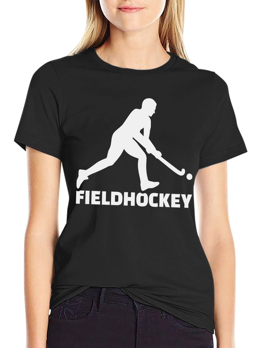 Field Hockey Graphic Tee - Black Cotton T-Shirt