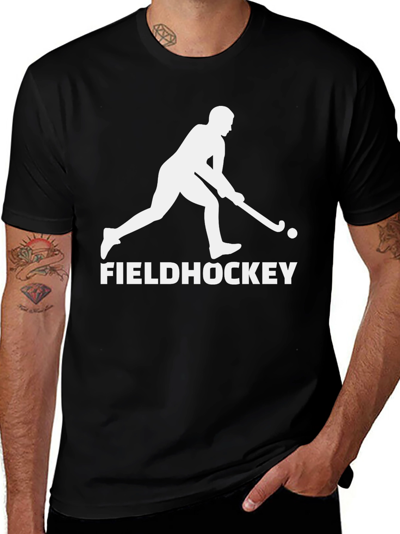 Field Hockey Graphic Tee - Black Cotton T-Shirt