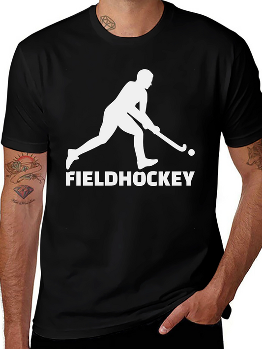 Field Hockey Graphic Tee - Black Cotton T-Shirt