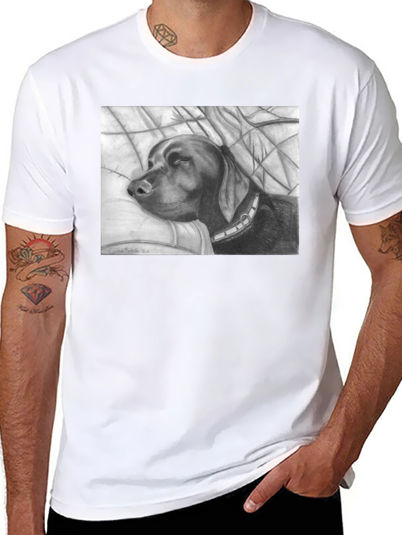 Sleeping Dog Sketch Graphic T-Shirt