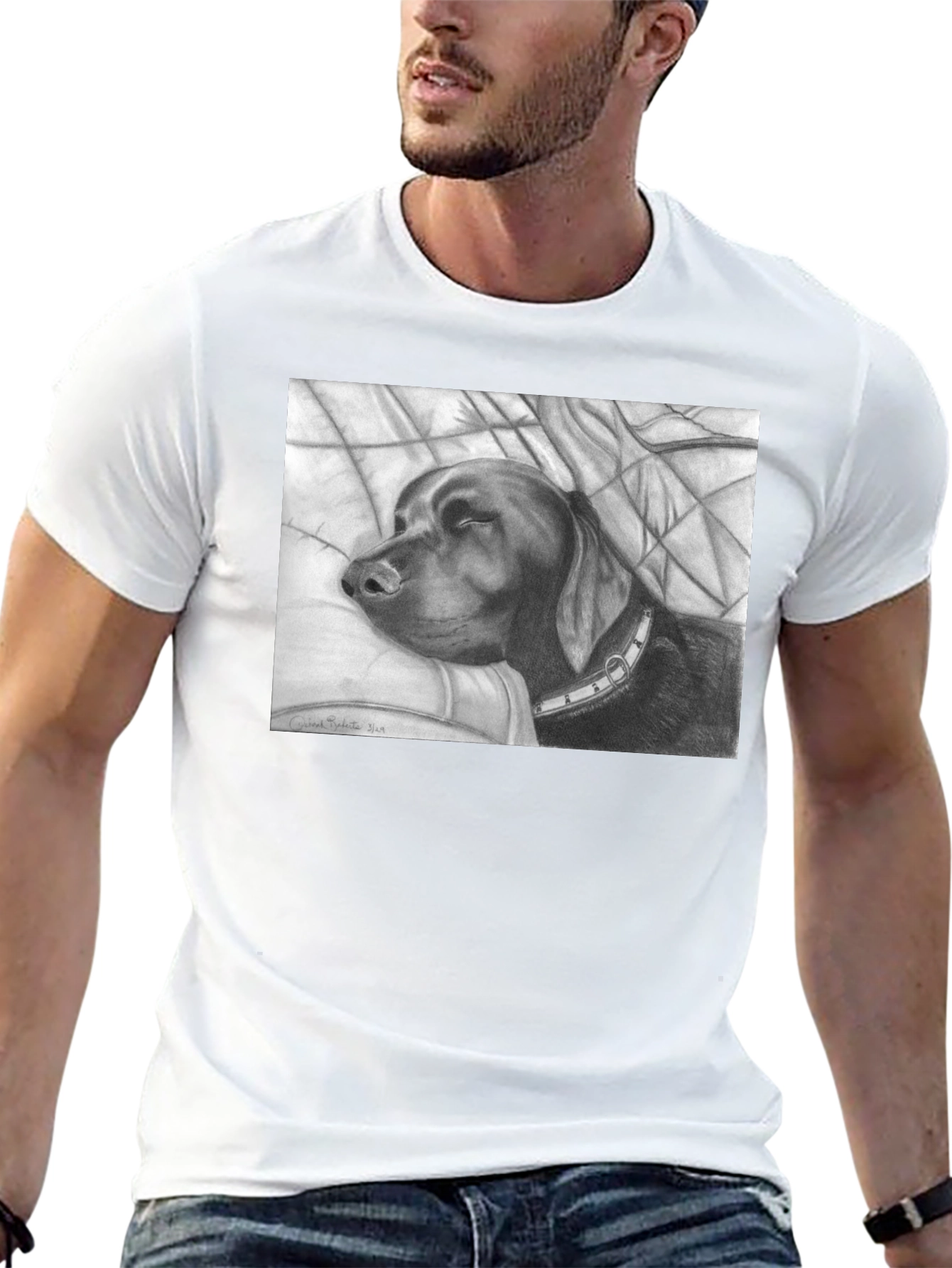 Sleeping Dog Sketch Graphic T-Shirt