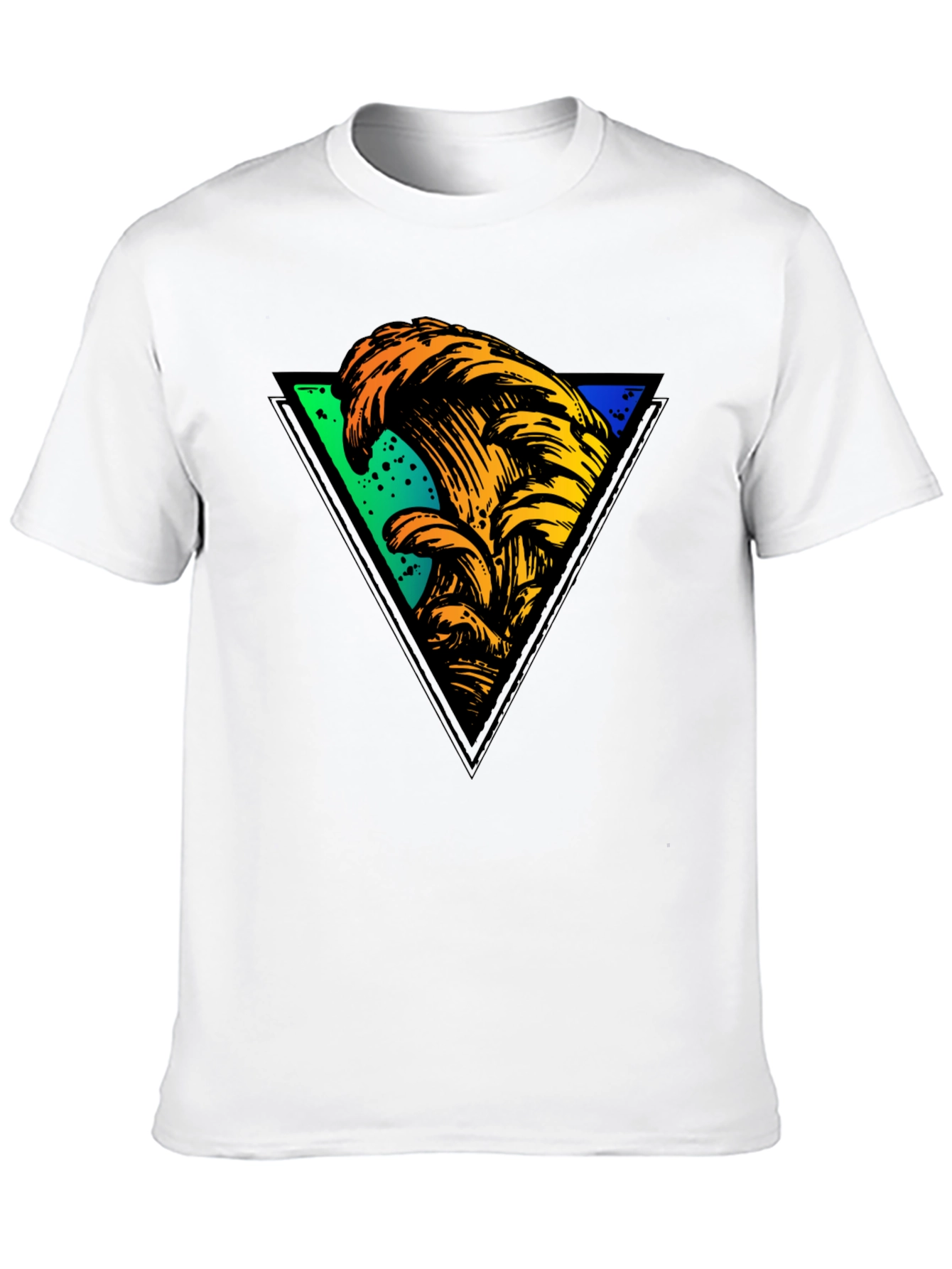 Wave Triangle Graphic Tee - Black Cotton T-Shirt