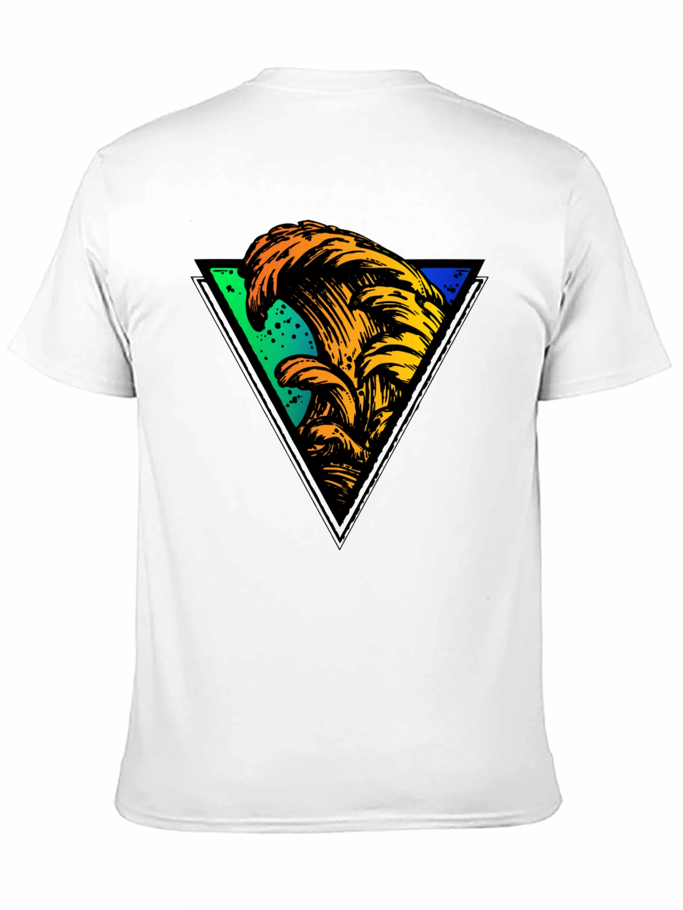 Wave Triangle Graphic Tee - Black Cotton T-Shirt