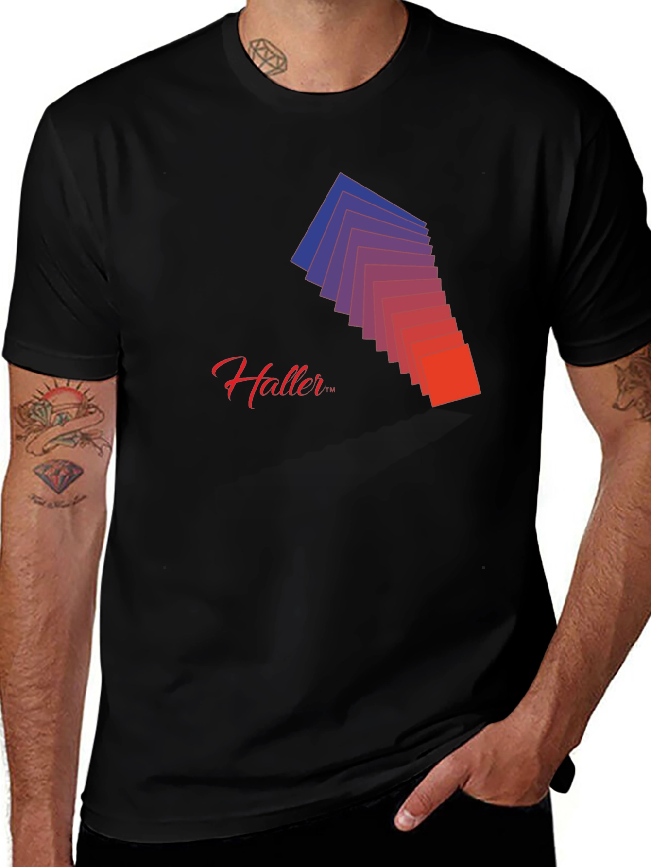 Gradient Squares Graphic Tee - Modern Design
