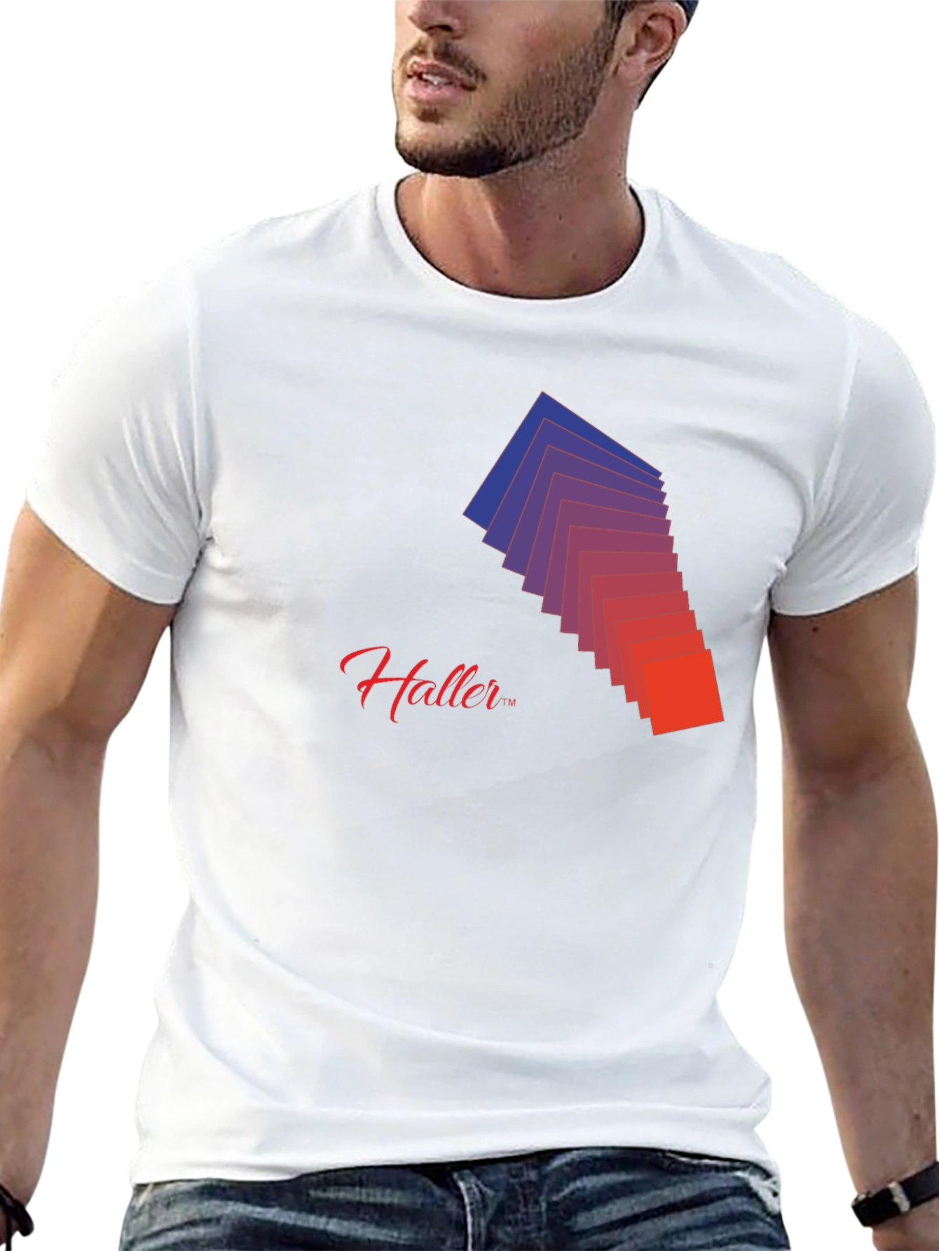 Gradient Squares Graphic Tee - Modern Design