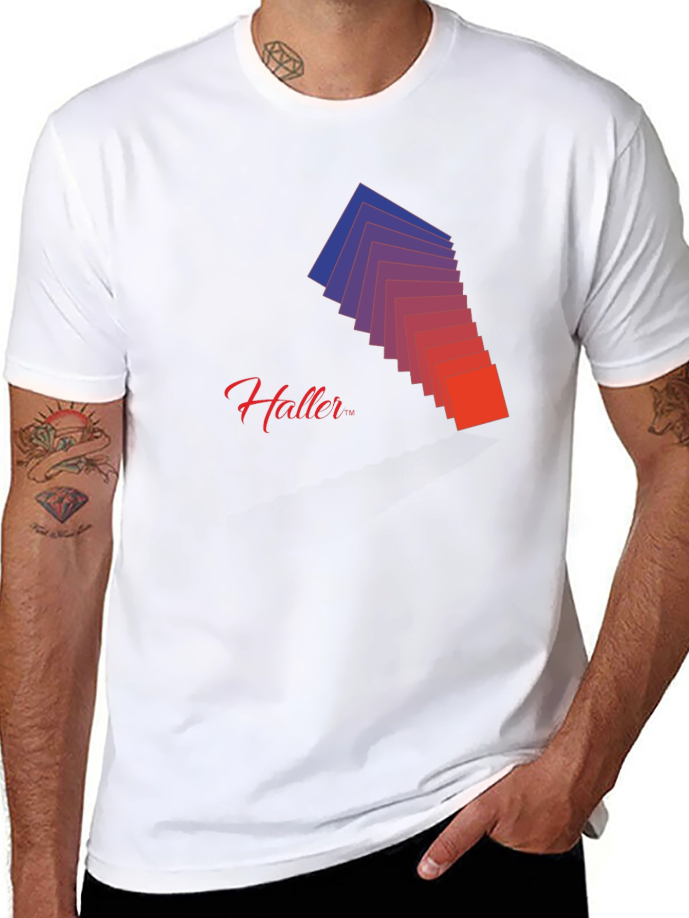 Gradient Squares Graphic Tee - Modern Design