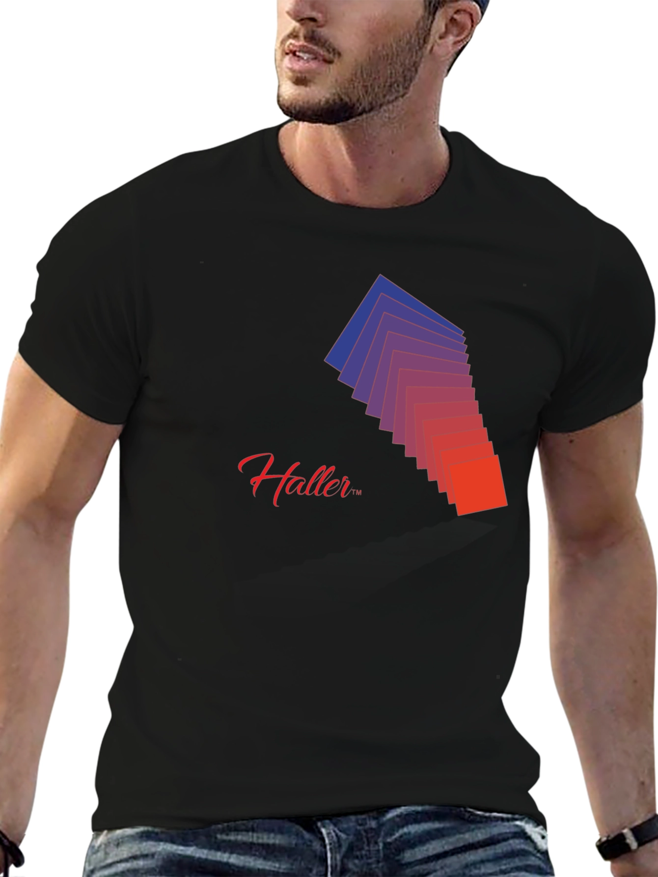 Gradient Squares Graphic Tee - Modern Design