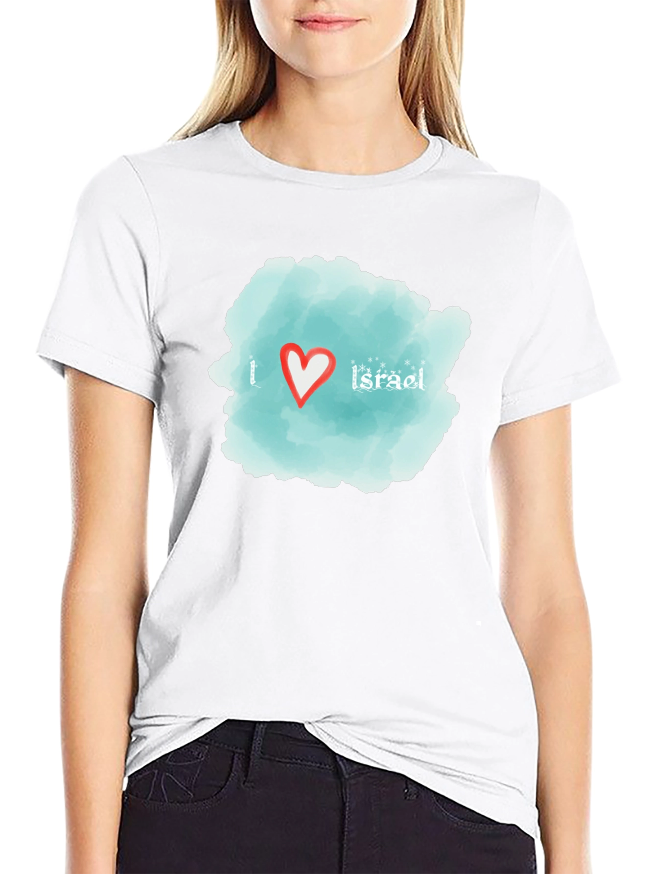 I Love Israel T-Shirt - Black Cotton Tee