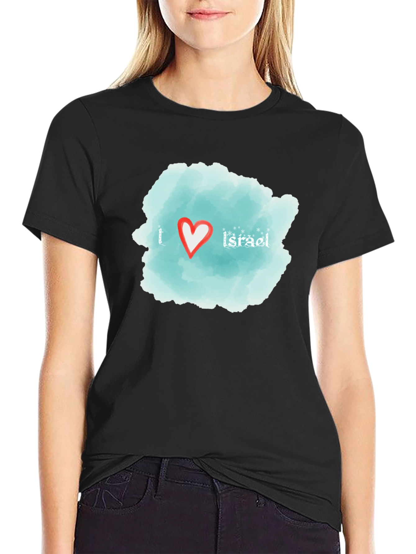 I Love Israel T-Shirt - Black Cotton Tee