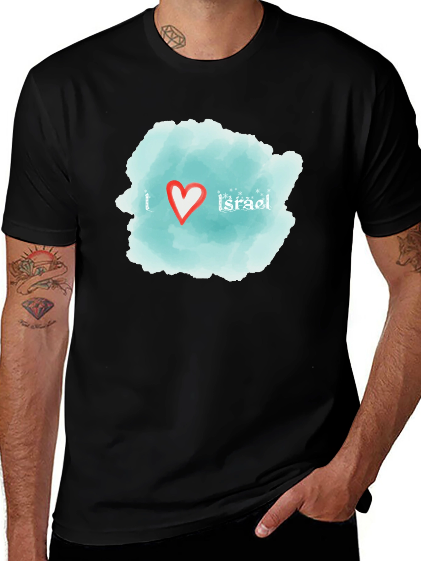 I Love Israel T-Shirt - Black Cotton Tee