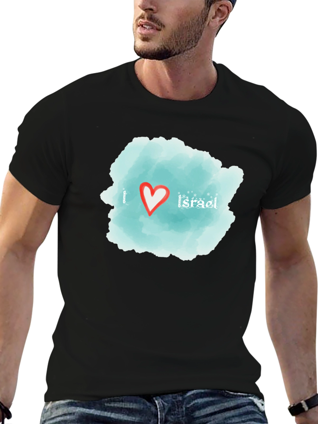 I Love Israel T-Shirt - Black Cotton Tee