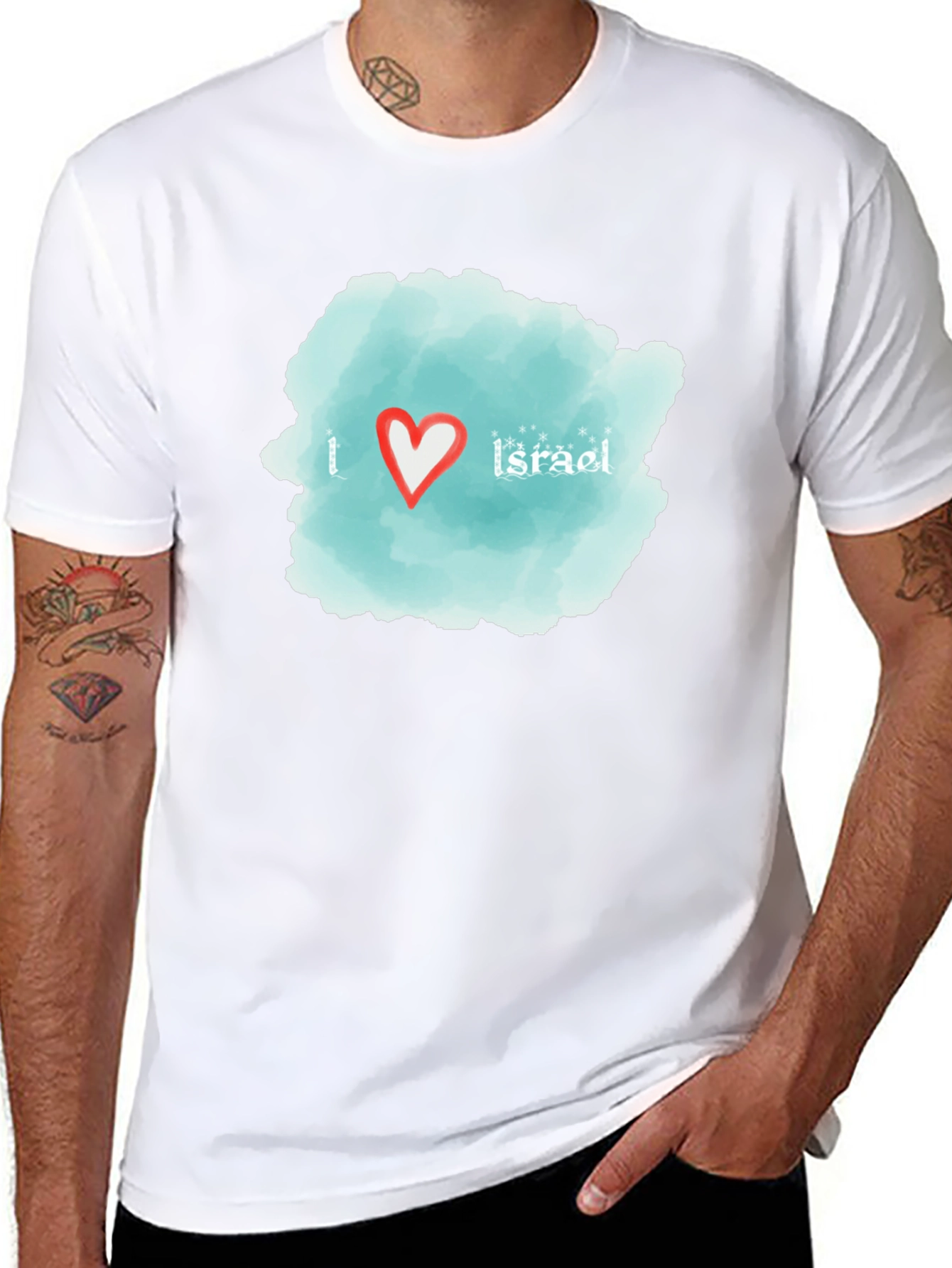 I Love Israel T-Shirt - Black Cotton Tee