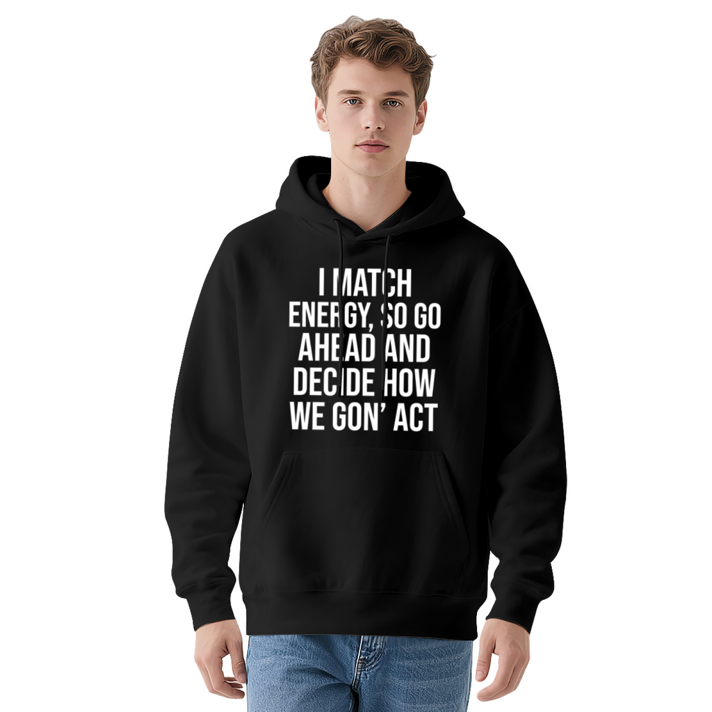Attitude Energy Quote Statement Red Hoodie, Ultra Soft Casual Streetwear Hoodie