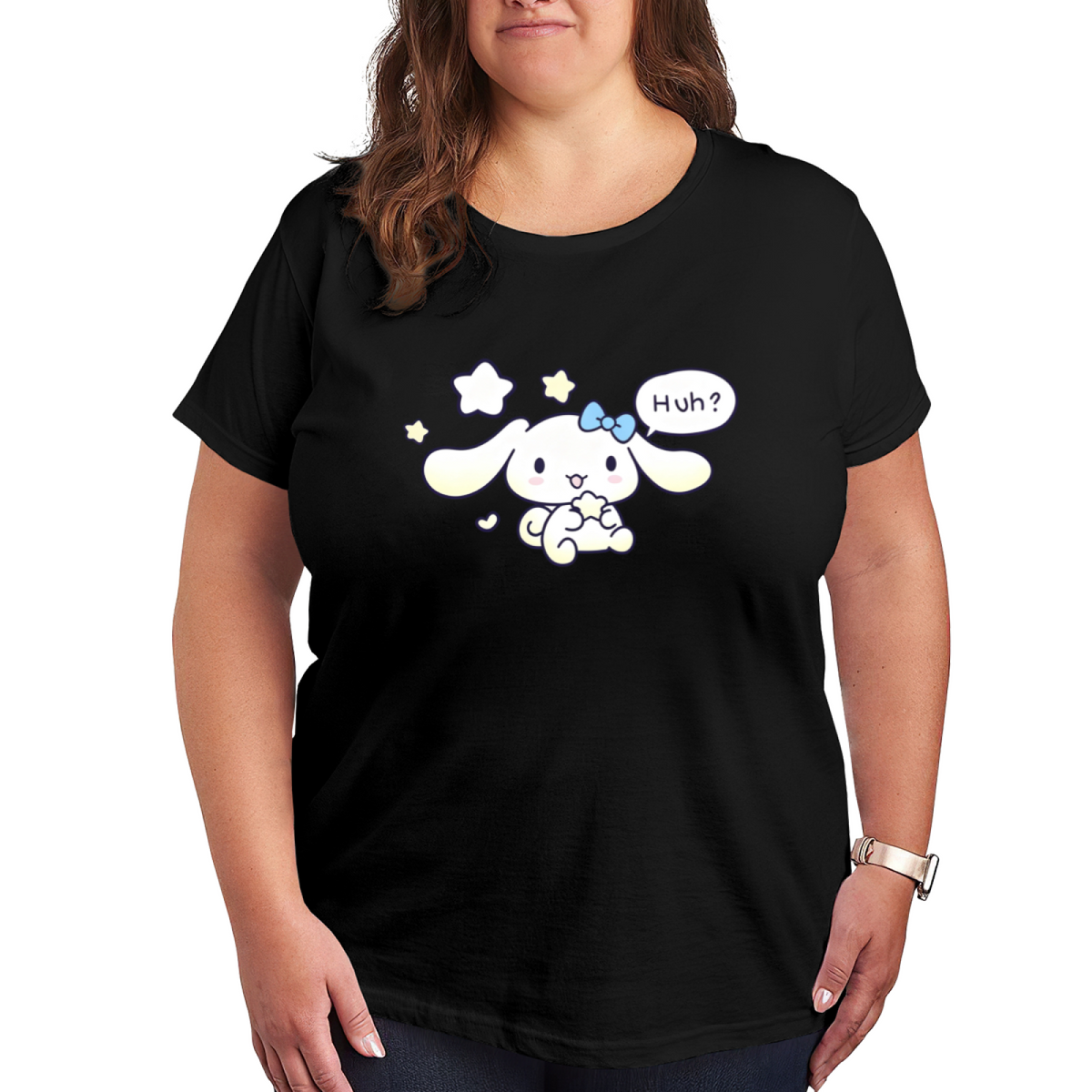 Adorable Cinnamoroll Huh Star Design Plus?Size Ladies T?Shirt