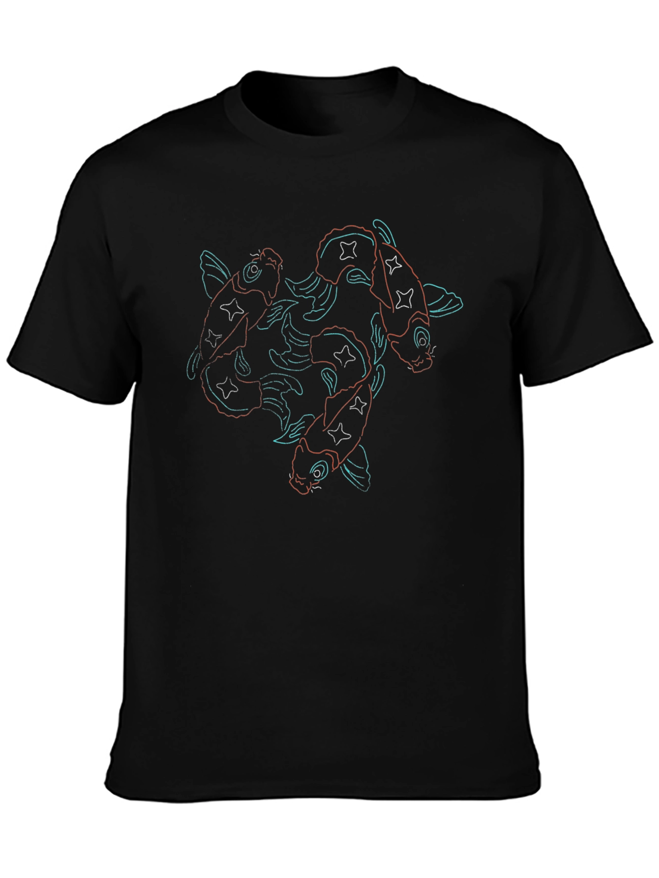 Koi Fish Graphic Tee - Black Cotton Comfort