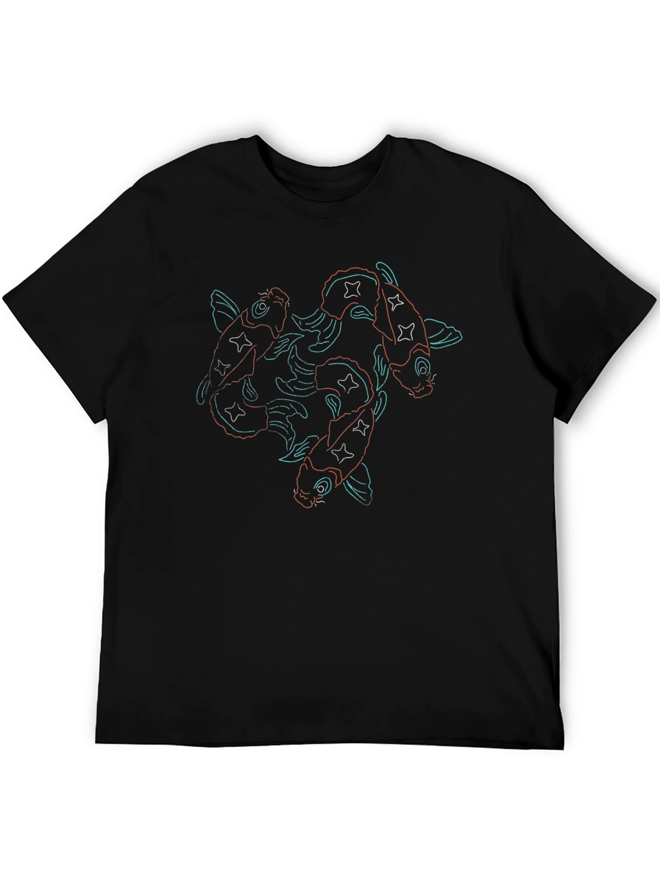 Koi Fish Graphic Tee - Black Cotton Comfort