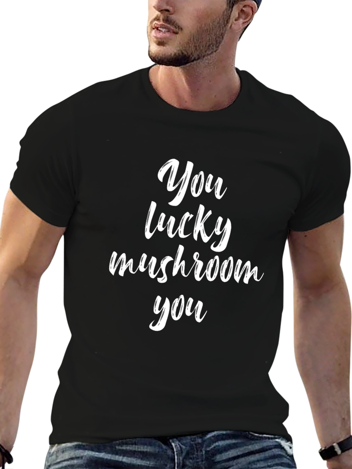 Lucky Mushroom Graphic Tee - Quirky Humor T-Shirt