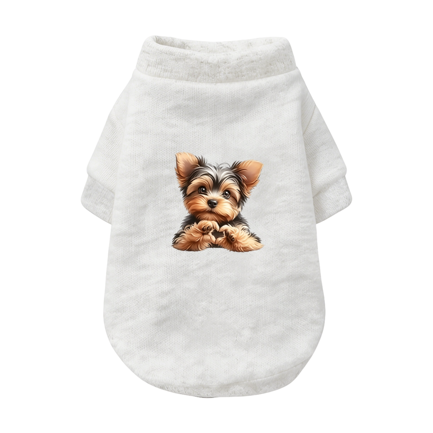 Sweet Yorkshire Terrier Print Pet Sweater, Lovely Small Puppy Daily Outfit