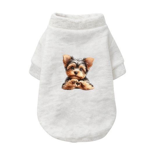 Sweet Yorkshire Terrier Print Pet Sweater, Lovely Small Puppy Daily Outfit
