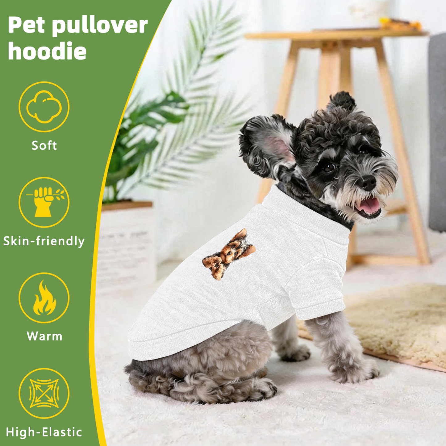 Sweet Yorkshire Terrier Print Pet Sweater, Lovely Small Puppy Daily Outfit