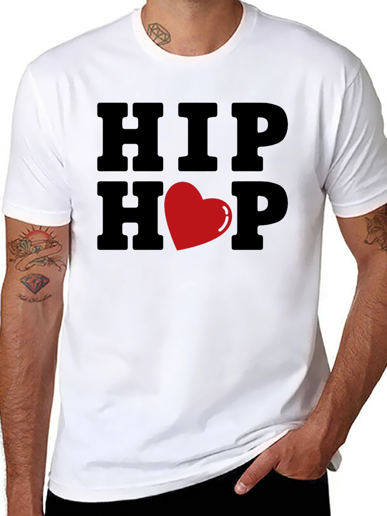 Hip Hop Love Graphic Tee - Mens Black T-Shirt